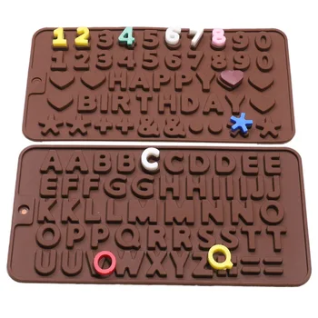 Силиконова Форма За шоколад, 26 Букви, Номер, Инструменти За Печене Шоколад, Антипригарная Силиконова Форма За Торта, Формата За Желе и шоколадови Бонбони, 3D Форма, Направи си САМ