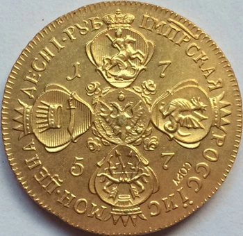 24-Каратные позлатени руски монети 1757 г. копие от 30 мм