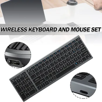 Bluetooth-съвместими Безжични Беззвучные Клавиатура и Мишка Type-C Акумулаторна мини Клавиатури За мобилни телефони на Apple, Таблети