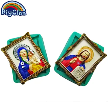 Християнската серия силиконова форма за украса на тортата Исус Пресвета Дева Мария помадная форма за кексчета с шоколад форма от полимерна глина