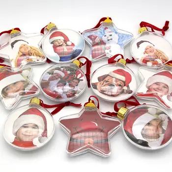 Направи си САМ Прозрачна Фоторамка Окачване Снежен човек петзвезден Топка на Коледна Елха Висящи Украшения на Коледна Украса за Дома
