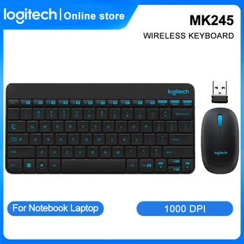 Logitech MK245 Безжична Мини Клавиатура 1000 dpi, USB Нано Клавиатура Ергономична Мишка Комбо Сет За вашия Десктоп на Лаптопа