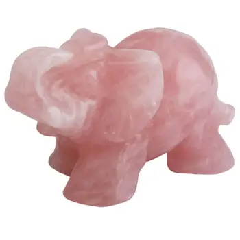 Слон Pink Crystal Художествена Стъклария Украса за домашни Любимци Имат Каменна Статуя Статуетка на Щастлив Crystal Jade Украшение Ръчно изработени #БО