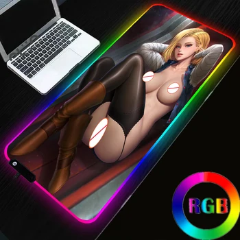 Аниме Супер DBZ Bulma Android 18 Секси RGB Подложка За Мишка Игрови Аксесоари RGB Подложка За Мишка Led Игрови Аксесоари за Тенис на Мат Мат Клавиатура
