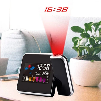 Led Дигитален Smart alarm clock Електронни Настолни Часовници USB Snooze Wake Up Часовник с Проектор Време Метео Проекция Часовник