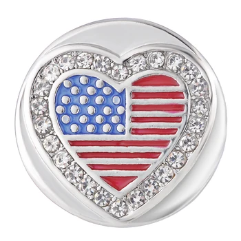 Vocheng Джинджифил Snap Сърце САЩ с Кристални Копчета-висулки 18 мм, Боядисани Дизайн Vn-1740