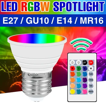 Лампара Led RGB Лампа GU10 Прожектор 220v Умна Крушка E27 Цветен Лампа E14 Вълшебна Лампа GU5.3, С регулируема яркост Ампула Домашно Осветление