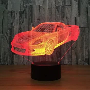3D Led нощна светлина Музикален Спортен Автомобил Roadster Състезателен Велосипед с 7 Цветове на Светлината, за да украсят Дома Лампа Страхотна Визуализация