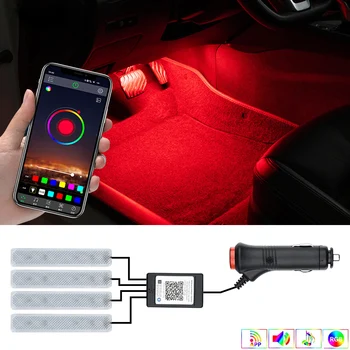 Атмосферни Лампа за Осветление на Музикалното Приложение за Управление на RGB С USB Прикуривателем Led Авто Foot Разсеяна Светлина Декоративни осветителни Тела