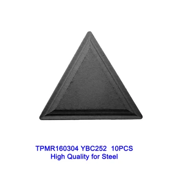 10шт ZCC Триъгълна Фрезоване поставяне TPMR160304 YBC252 Твърдосплавен струг инструментална табела за стомана