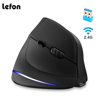 Lefon 2,4 G Безжична Мишка Вертикална Детска Ергономична Мишка USB Акумулаторна RGB Оптична Мишка 2400 Dpi За вашия Компютър, Mac, PC, Лаптоп