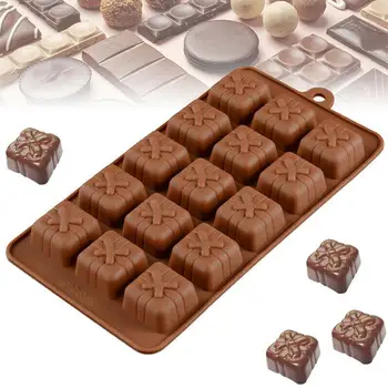 15 Дупки 3D Силиконова Форма на Коледен Подарък Кутия за Подарък с Кухненски Куб Формата на Шоколадови Бонбони Пудинг Форма За Печене Лед Аксесоари