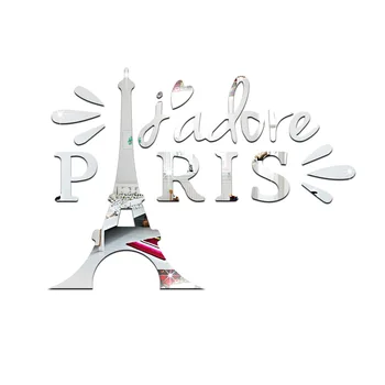 Funlife дневна спалня декорация екологичен фон стикери за стена Париж-Айфеловата Кула огледално стикери за стена MS361405