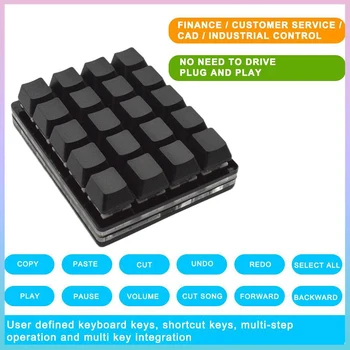 Черна 24-ключ клавиатура клавиатура Механична Клавиатура Потребителски клавишни комбинации Програмируем хардуерен макро Автоматично при натискане на SayoDevice