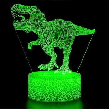 Nighdn Динозавър 3D Илюзия Лампа Коледна Играчка, Подарък за лека нощ за Деца, Момчета, Момичета Украса Спални Лампи Led USB Ночники