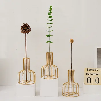 Скандинавска прозрачна стъклена ваза декорация на дома, креативна проста всекидневна суха договореност украса