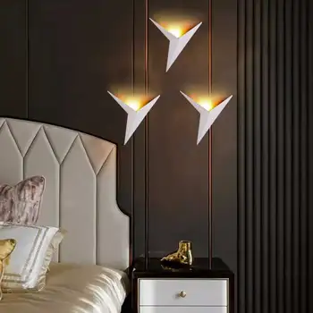 Led Монтиран На Стената Лампа Метална Лека Нощ Модерна Птица Триъгълни Светлини Спалня Хол Стълбище Стенни Лампи Скандинавски Просто Вътрешно Осветление