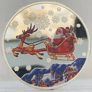 Весела Коледа Възпоменателни Монети Със Сребърно Покритие Дядо Коледа Монета С Пожелания За Щастлива Нова Година На Украса За Дома
