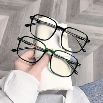 Нови Прозрачни Анти-сини Очила, Мъжки Модни Рамки, Модерен Ретро Оризови Нокти, Големи Квадратни Прости Стъклени Очила S7094