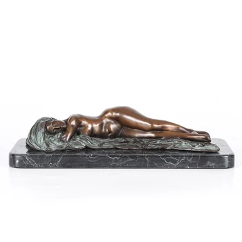 Гол Спящата Жена Статуя, Скулптура от Бронз Модерна Дамска Колекция Бижута За Боди-арт Горещо Леене