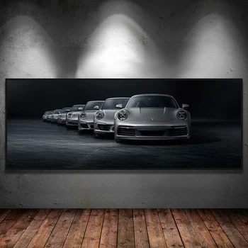 Луксозен Индустриален Стил На Porsche 911 Спортен Автомобил Ретро Постер Платно Картина Стенно Изкуство Печат На Снимка На Дневна Начало Декор Куадрос