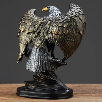 Художествена Статуя на Орел Миниатюрна Скулптура Ръчно изработени Домашни Занаяти Декоративна Фигурка на Птица Статуя за Домашно Масата Спални Настолни Декори