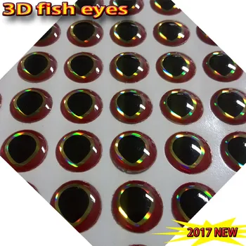 2017new риболовни 3d стръв очите-добри рибешки очи размер: 5 мм-9 мм, количество: 400 бр./лот на злато край червената кутия на очите