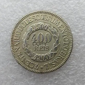 1900 Бразилия 400 РЕАЛА Посребрени Монети Копие