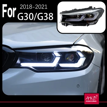 AKD Модел Автомобил Главоболие, Лампа за BMW G30 Фарове 2017-2021 530i 525i 540i 535i Led Светлини Обектива на Проектора DRL Авто Аксесоари