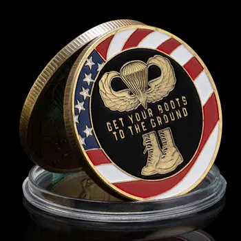 Сувенирни монети 82-ра въздушнодесантна дивизия на САЩ, монета с Бронзов покритие, опускай обувки на Земята, са подбрани монета-предизвикателство