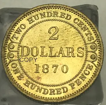 Канада 1870 2 Долара Двеста Цента Виктория Нюфаундленд Сто Пенса Златни предмети от Месинг, Метални Копирни Монета