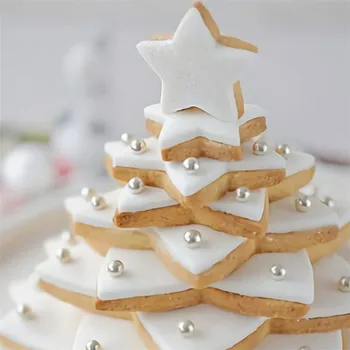 6 бр./компл. Коледно дърво формочка за бисквити формата на Петолъчна звезда форма за торта формочка за бисквити 3D инструмент за украса на тортата форма за печене
