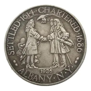 САЩ 1936 Възпоменателни Монети Колекция Полдоллара Албания са се Заселили 1614 Спомен за Декорация на Дома Занаяти Настолни Украса на Подарък