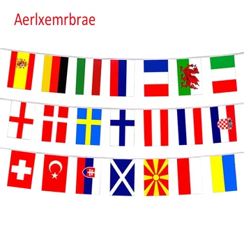 Aerlxemrbrae 8 Метра и 32 бр. Струнен Флаг на страната Овесени ядки Национални Струнни Знамена Банер Футболно Събитие Гирлянди