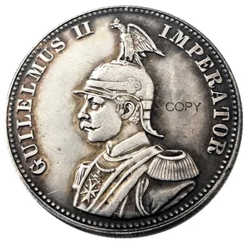 1894 Германска Източна Африка Монета в 1 рупия Гильельм II Император сребърно покритие Копие монети