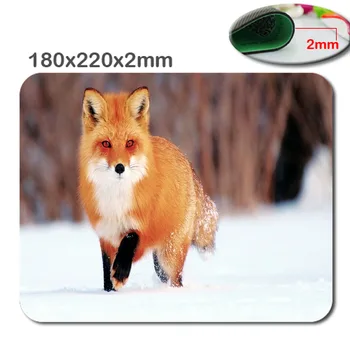 Fox Walking In Snow Противоскользящий правоъгълен потребителски подложка за мишка, размер на печат 220 * 180 * 2 мм мека гумена детска мишката хладно подложка за мишка